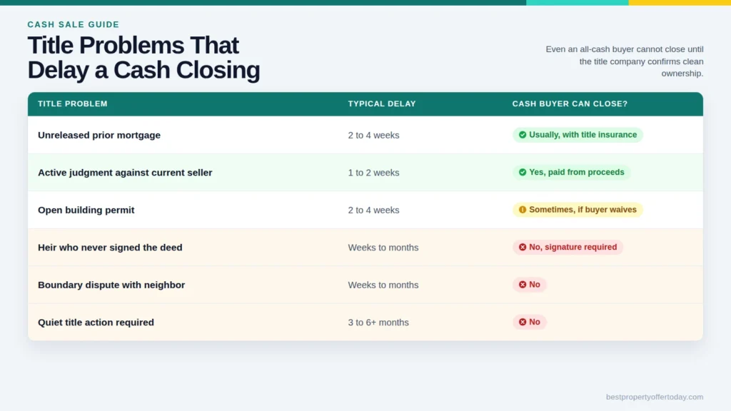 Title Problems That Delay a Cash Closing (And What to Do About Each One)