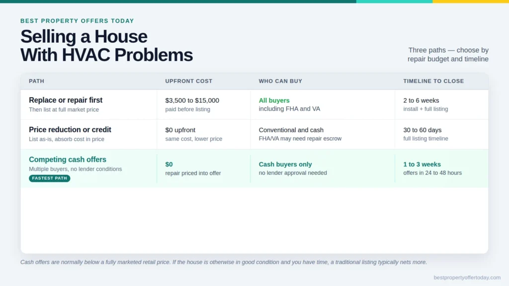Selling a House With HVAC Problems: 3 Options and Their Costs