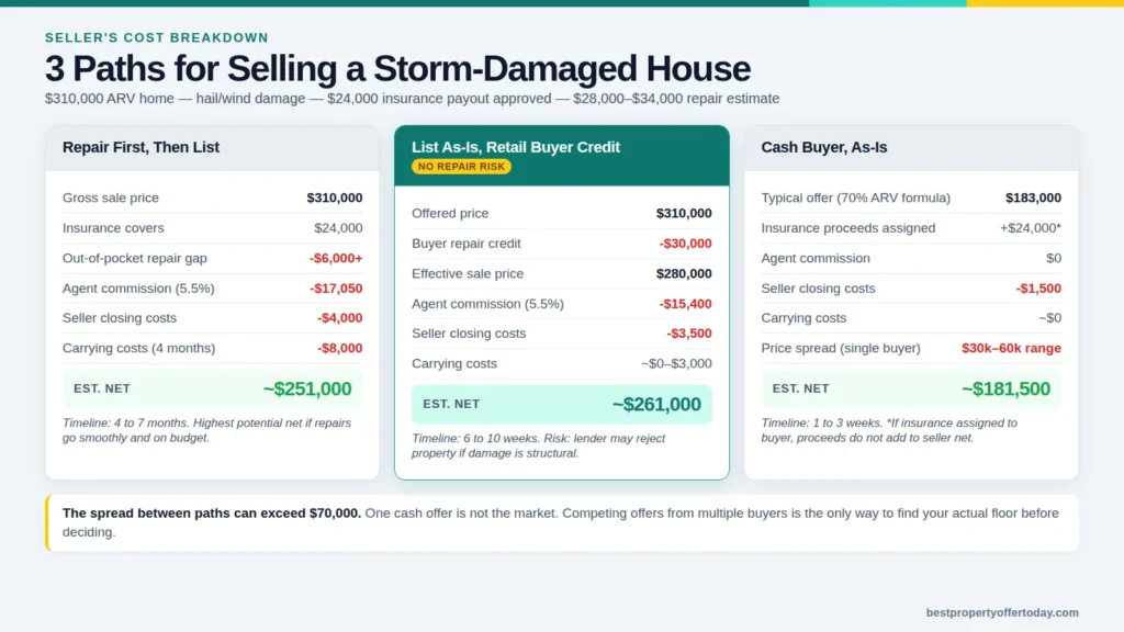 Selling a House with Storm Damage: What Your Options Actually Cost