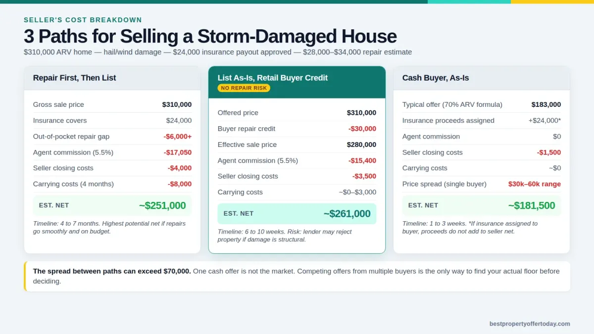 Selling a House with Storm Damage: What Your Options Actually Cost