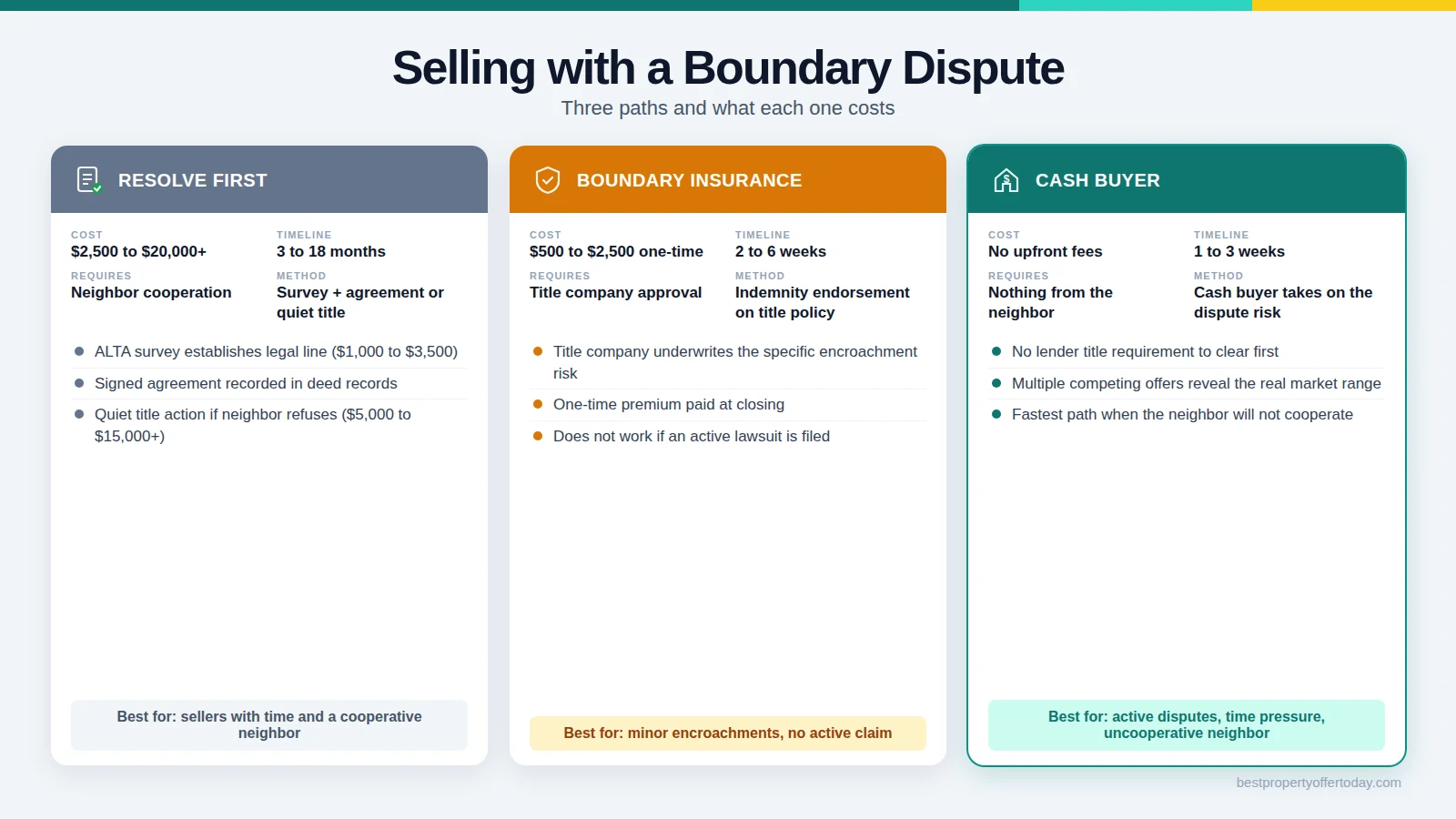 Selling a House with a Boundary Dispute: Your Three Options